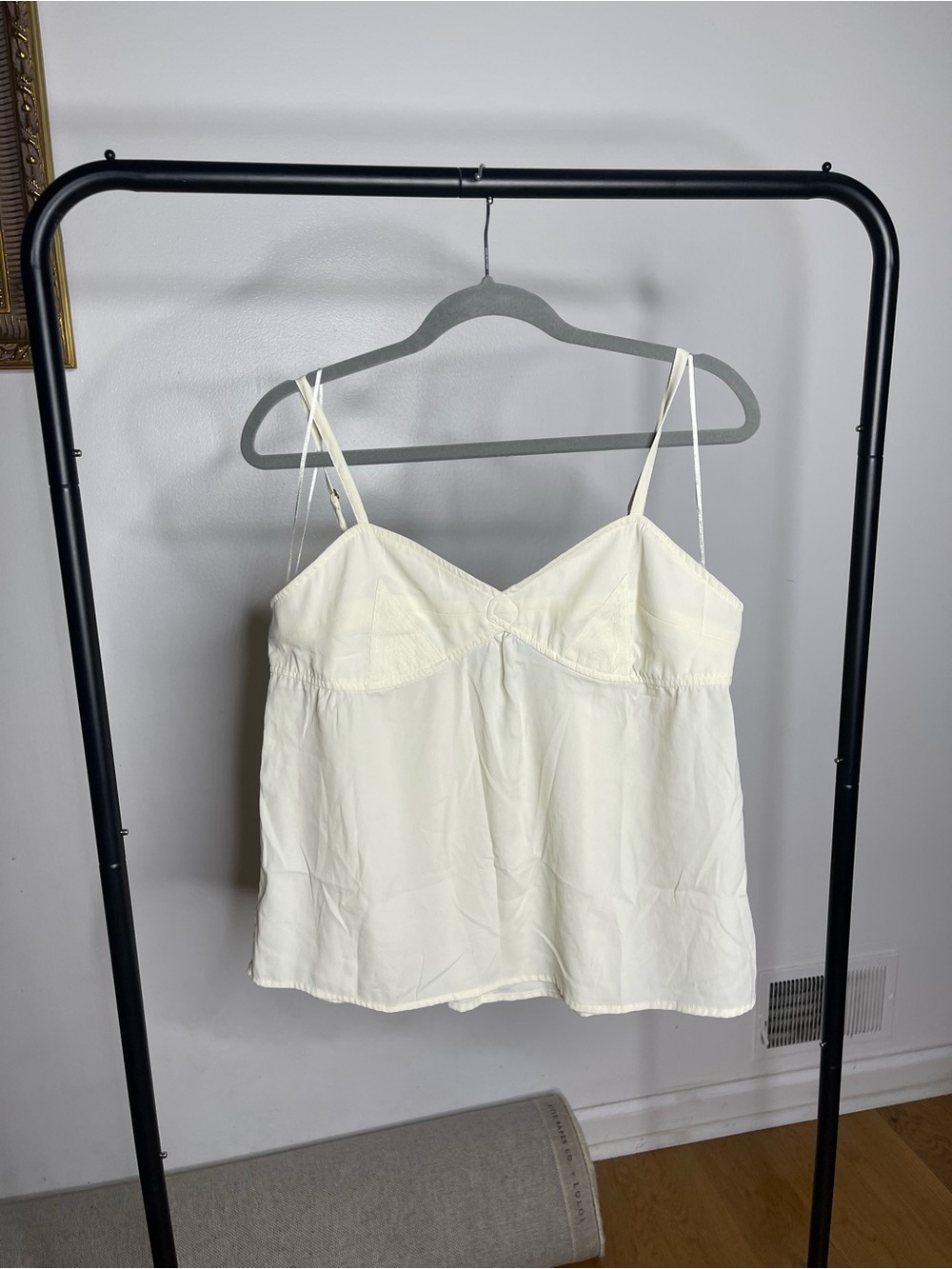 Women's Cream Spaghetti Strap Cami with Sweetheart Neckline